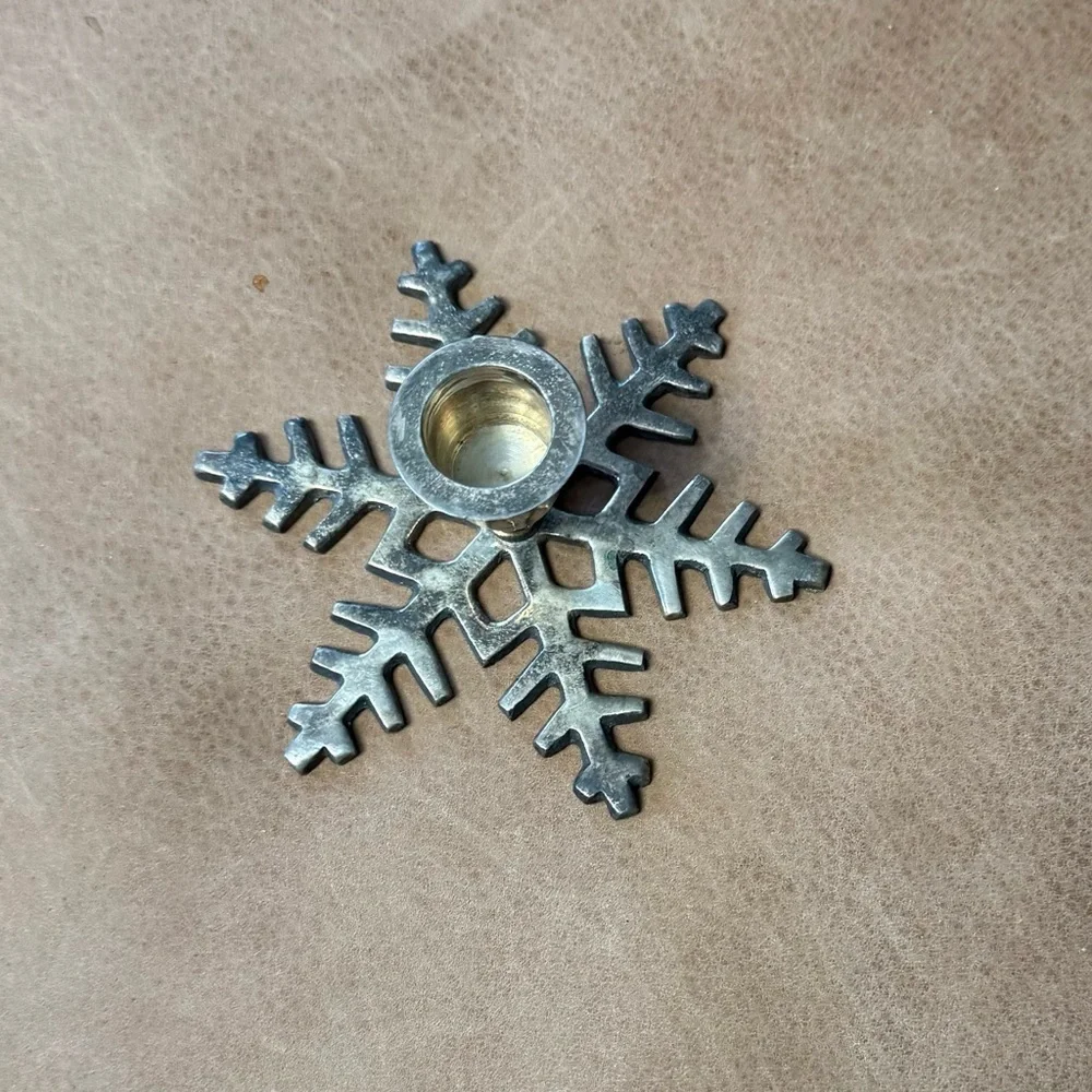 Restoration Hardware Classic Silverplate Snowflake Candle Taper Holder Vintage